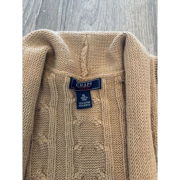 Chaps Denim Women's Openfront Cable Knit Cardigan Sweater Cotton XL - Picture 2 of 3